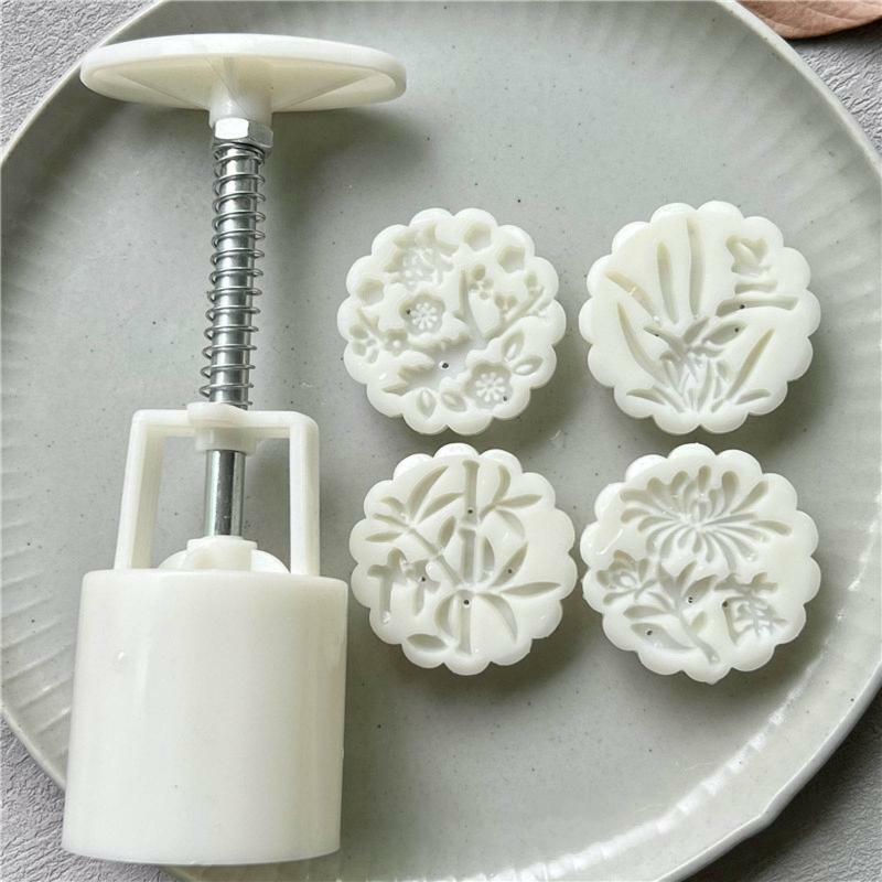 50g Moon Cake Mold Set Festival DIY Hand Press Cookie Desserts Cutter Pastry