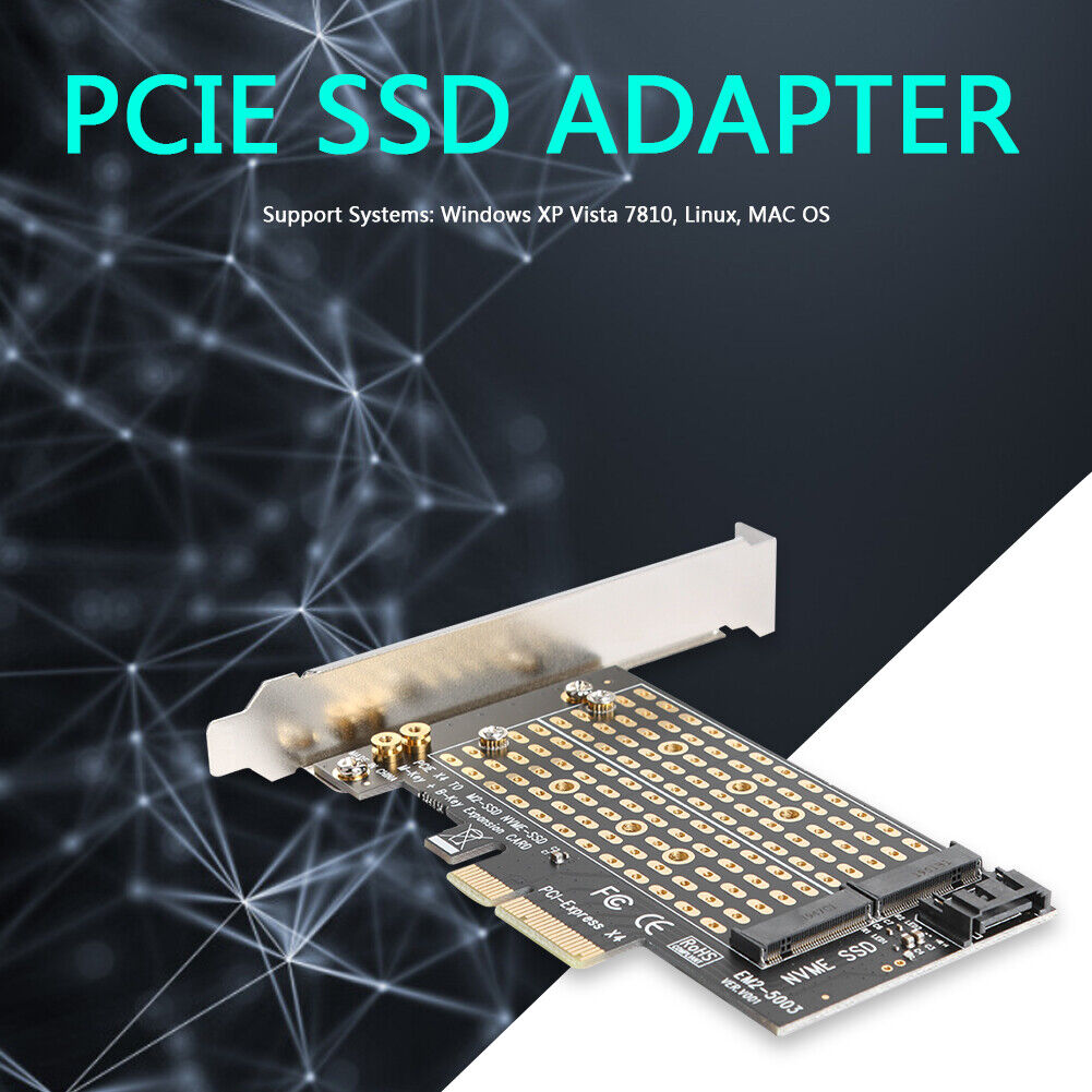 M.2 NVME to PCIE Adapter M+B Key SSD to PCI-E 3.0 X4 SATA Expansion Card