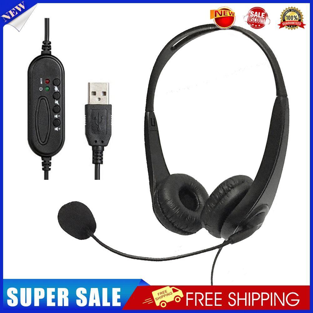USB Wired Line Control Noise Reduction MIC Headphone for Online Call Center