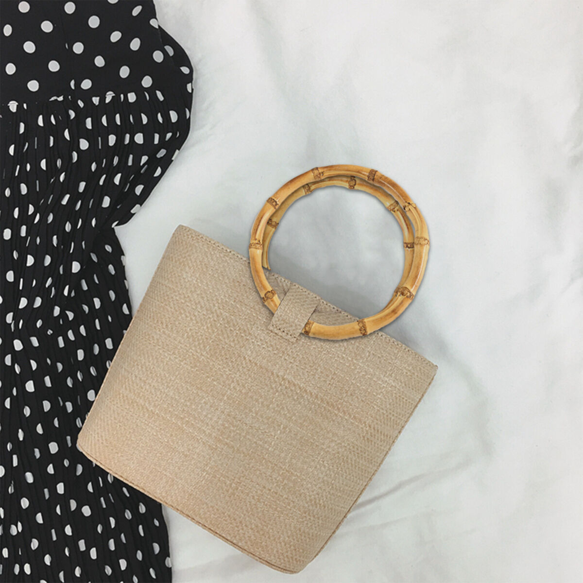 4pcs Round Bamboo Bags Handles DIY Handcrafted Tote Purse Handbag Hanger