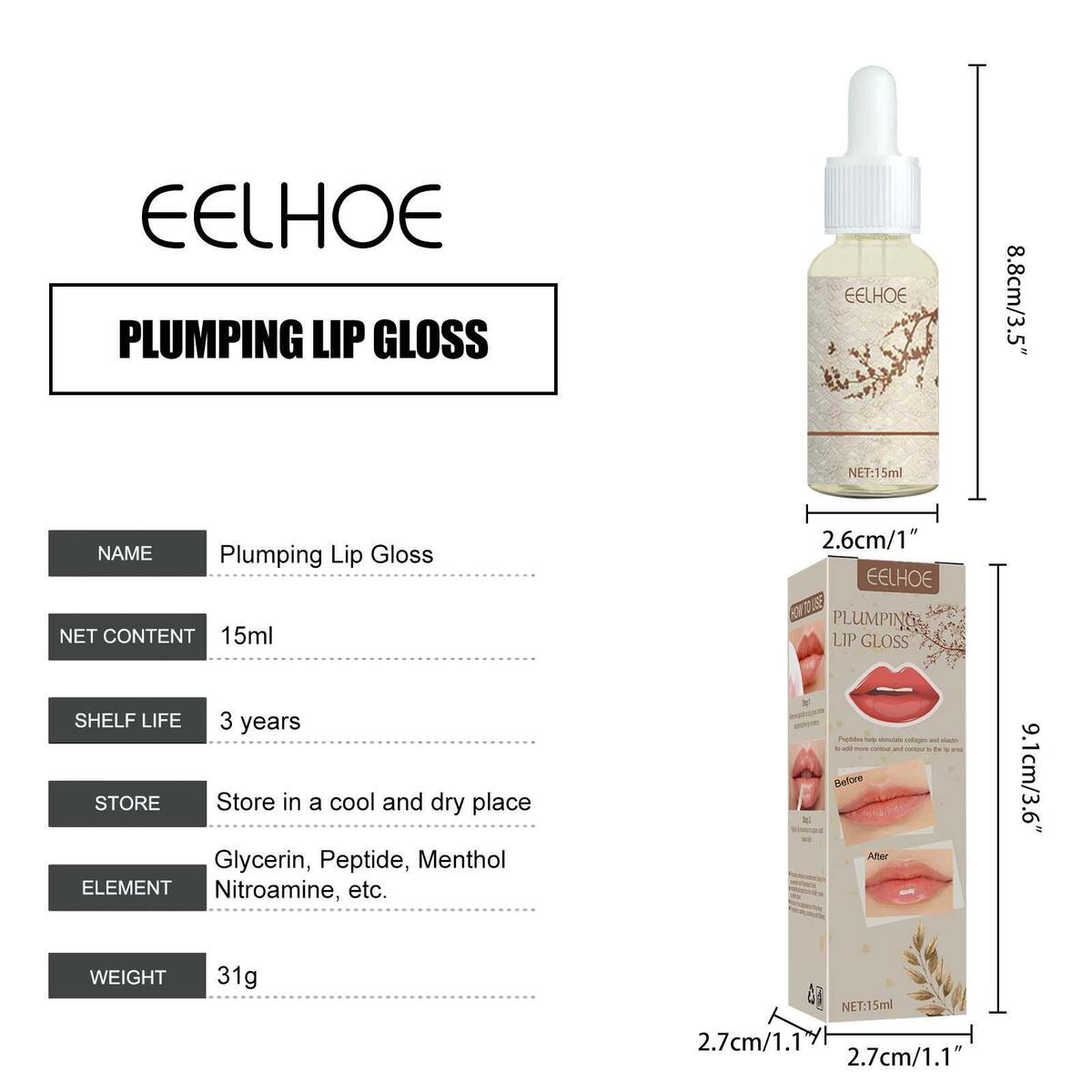 15ml Plumping Lip Plumper Oil Nourish and Moisturize Soft and Smooth Lips