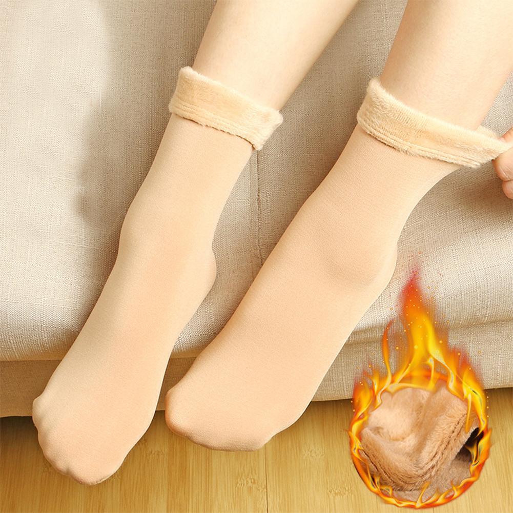 3pairs Warm Thick Solid Thermal Snow Winter Floor Sleeping Socks (Nude)