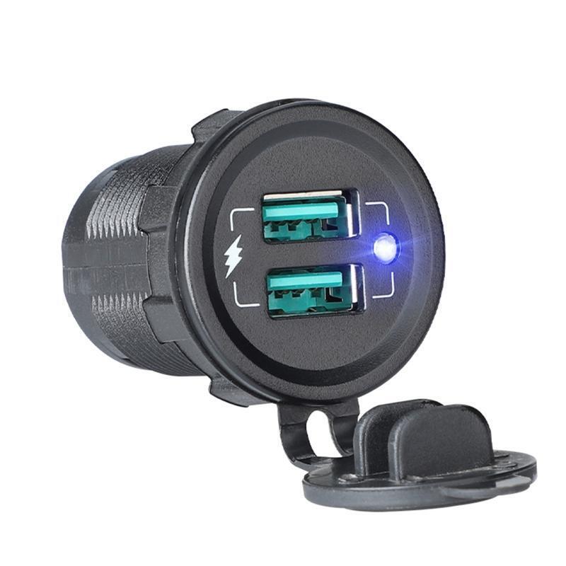 12V-24V 22.5W QC 3.0 Dual USB Charger Fast Charging Port Phone Charging Socket