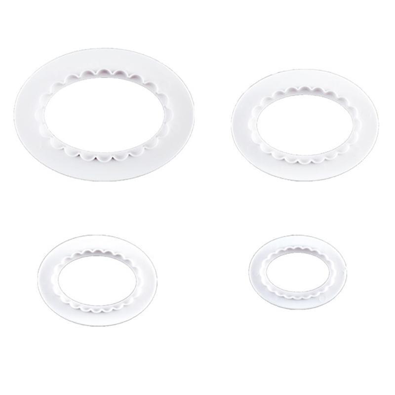 4pcs/set Oval Cookies Cutter Pastry Tool Plastic Fondant Cake Mold Decorating