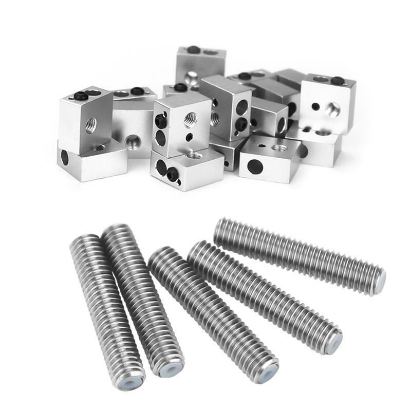 15pcs 1.75mm Throat Tube+0.4mm Extruder Nozzle Print Heads+Heater Blocks Hotend