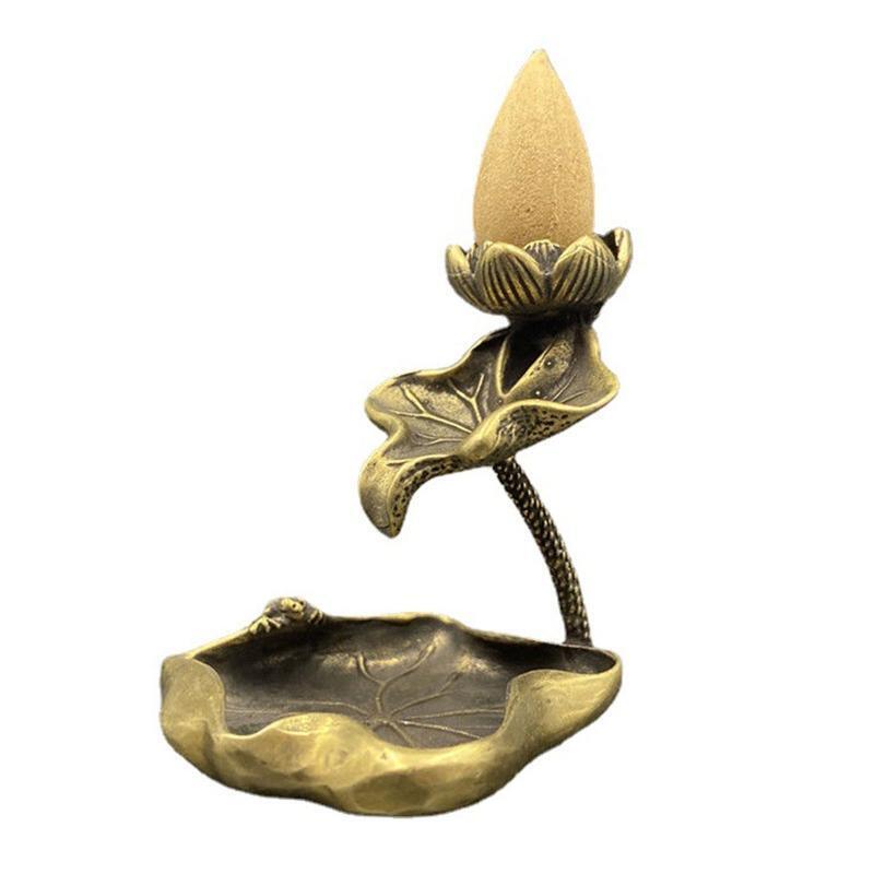 Brass Lotus Ornament Incense Burner Double Layer Pond Back Flow Incense Holder