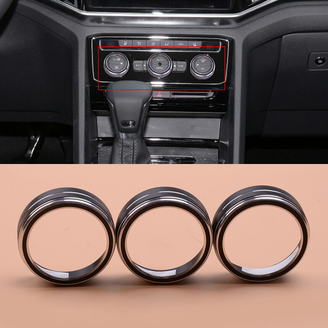 3pcs Console AC switch Adjust knob Cover Fit for VW Atlas Cross Sport 2020-2021