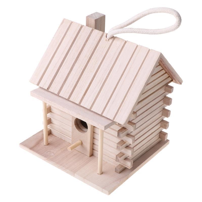 Wood Bird House with Perch Small Birdhouse to Paint Wooden Sleeping Nest