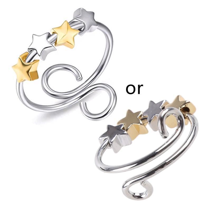 Women Ring Rotating Five-pointed Star Rings Sliding Decoration Relieves Ring