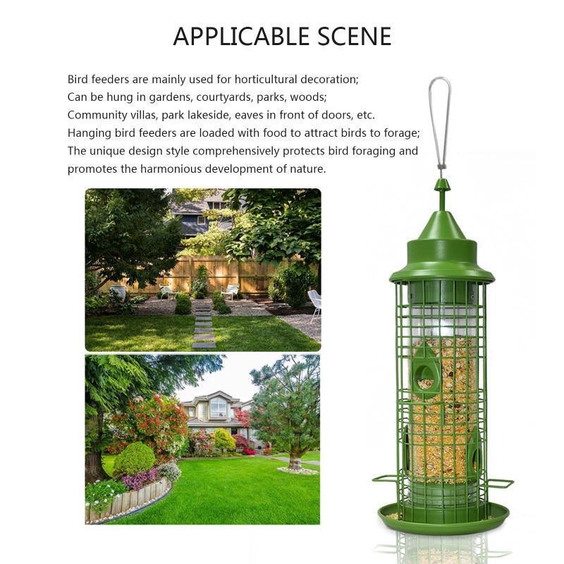 Metal Hanging Wild Bird Feeder Transparent Plastic Tube Feeders for Garden Yard