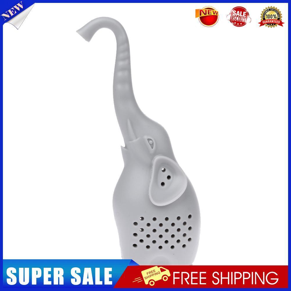 Silicone Elephant Shape Mug Cup Loose Leaf Herb Filter Tea Infuser (Gray)