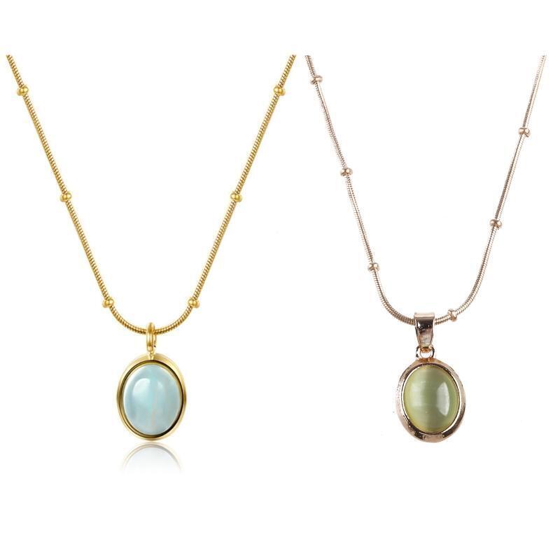 Sea Of Stars Oval Pendant Copper Chain Luxury Clavicle Chain For Women Girl Gift