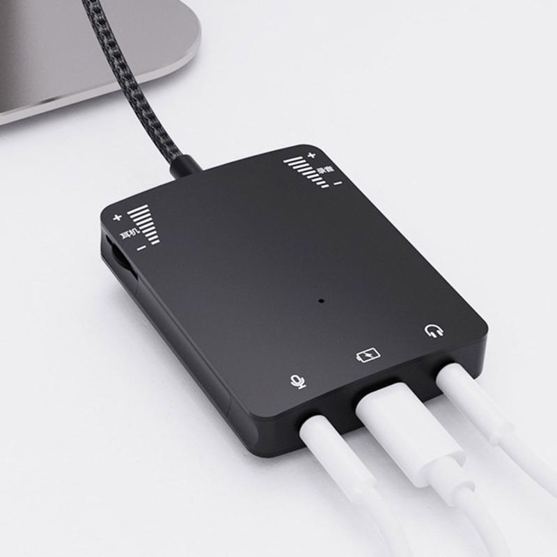 External Type-C Soundcard USB-C to Jack 3.5mm Headphone Audio Adapter for Laptop