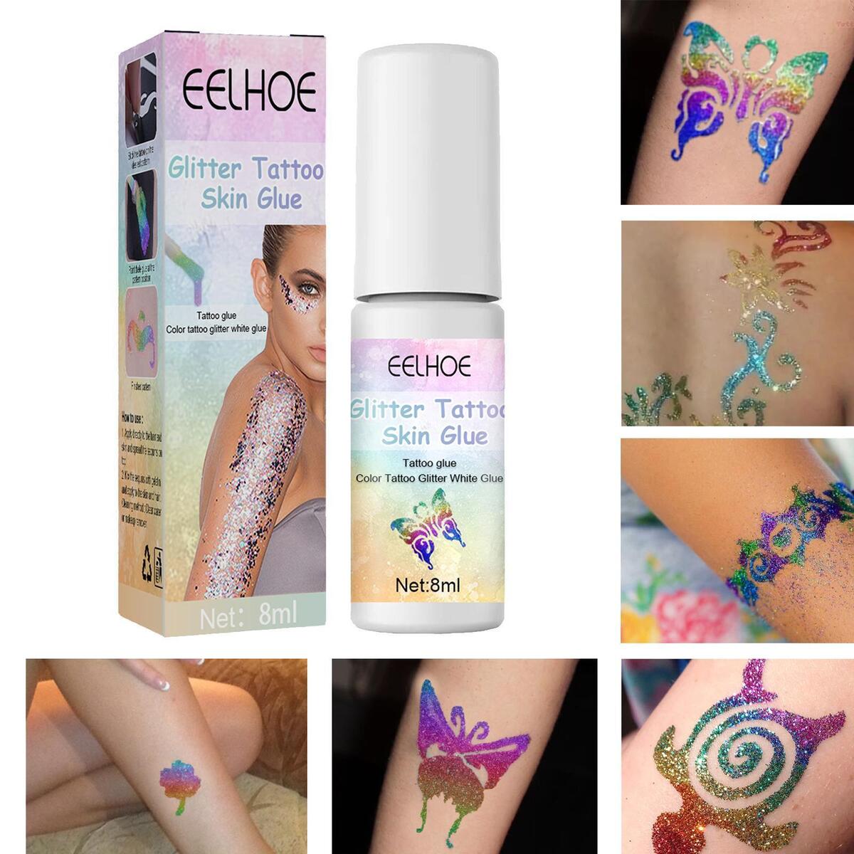 Glitter Tattoo Skin Glue Flash Powder Tattoo Glue Gel for Themed Parties