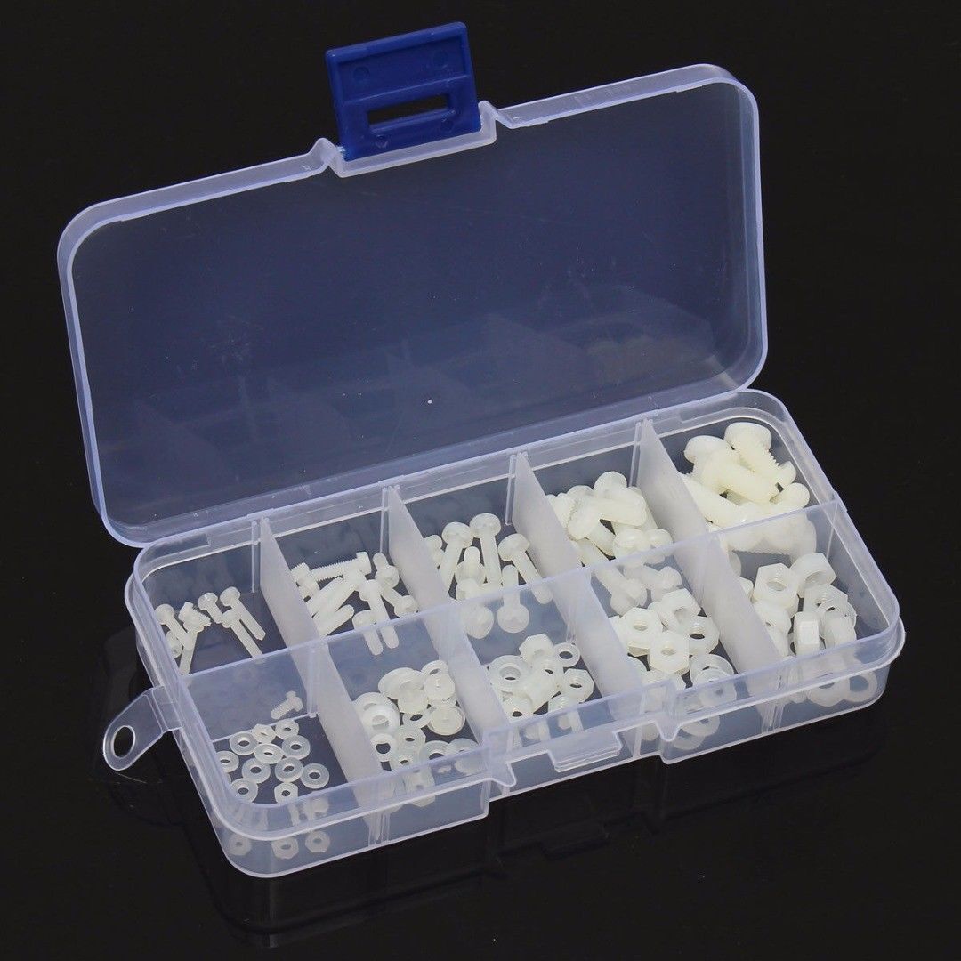 150pcs M2 M2.5 M3 M4 M5 White Nylon Hex Screw Bolt Nut Standoff Spacer Kit