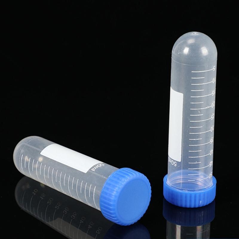 50 Pcs Laboratory Centrifuge Tube 50ml Round Bottom Screw Lid Burette with Scale