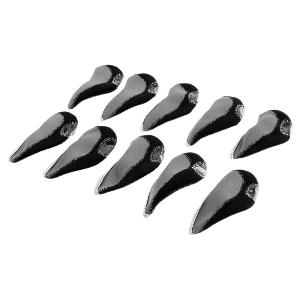 10*Golf Club Iron Head Covers Cap Protective Black&Gray Golf Sleeve With Numbers
