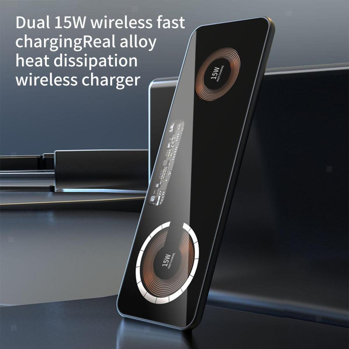 Dual 15W Wireless Charger Stand Fits Mobile Phone Earphones Professional