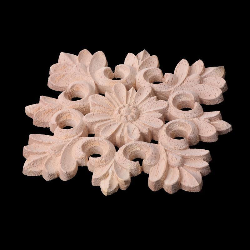 Exquisite Wood Carved Corner Onlay Applique Frame Furniture Unpainted Home Decor