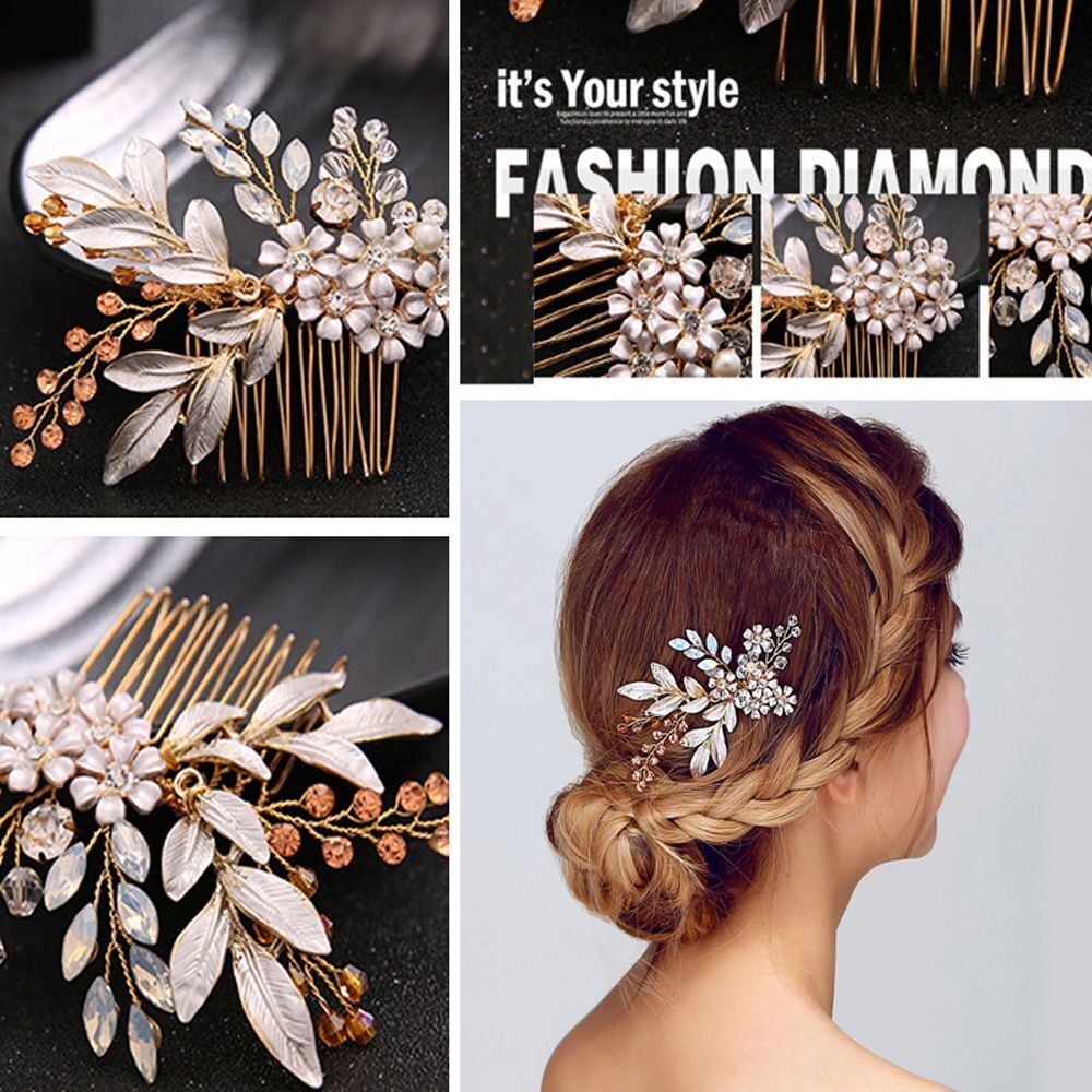Party Handmade Hairwear Crystal Hair Comb Bridal Headpiece Flower Head Clip