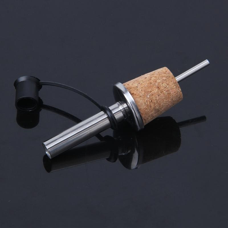 Stainless Steel Wine Oil Bottle Pourer Vinegar Spout/ Natural Cork