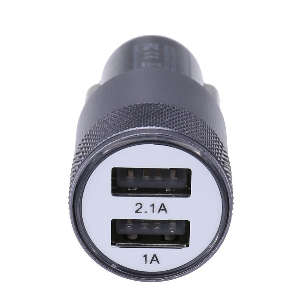Metal Dual USB 2.1A Car Cigarette Lighter Adapter Charger(Gray+Black)