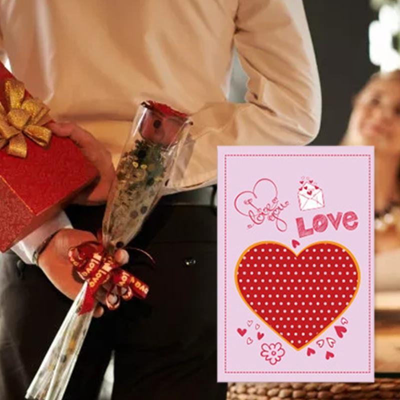 Romantic Love Heart Greeting Cards Set of 8 Valentine's Day Gift Wishing Card