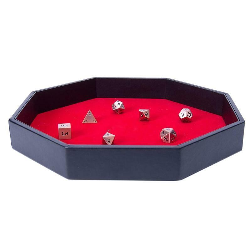 Octagonal Dice Tray Key Wallet Coin Tray Desktop Storage Box PU Leather Dice