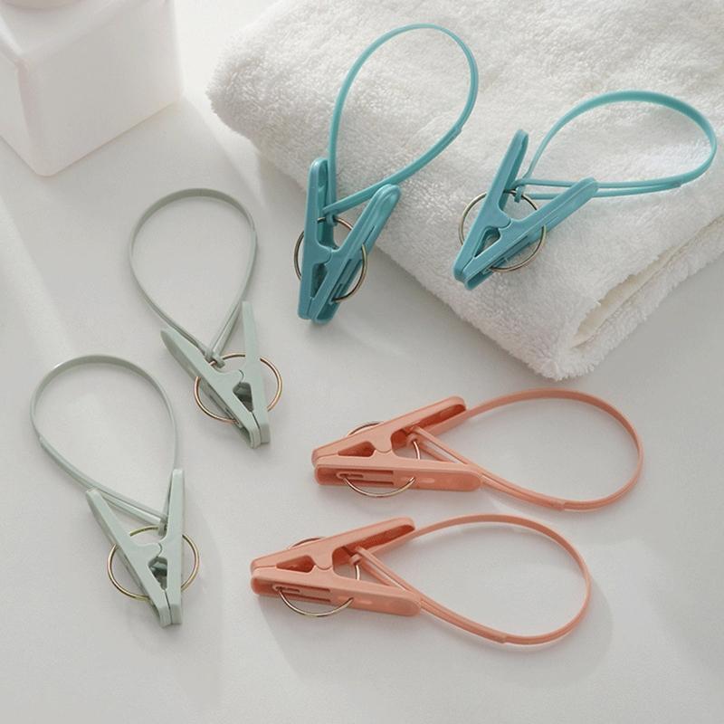 12pcs Clothes Pins with Plastic Rope for Clothesline Drying Clothing Clips Pegs