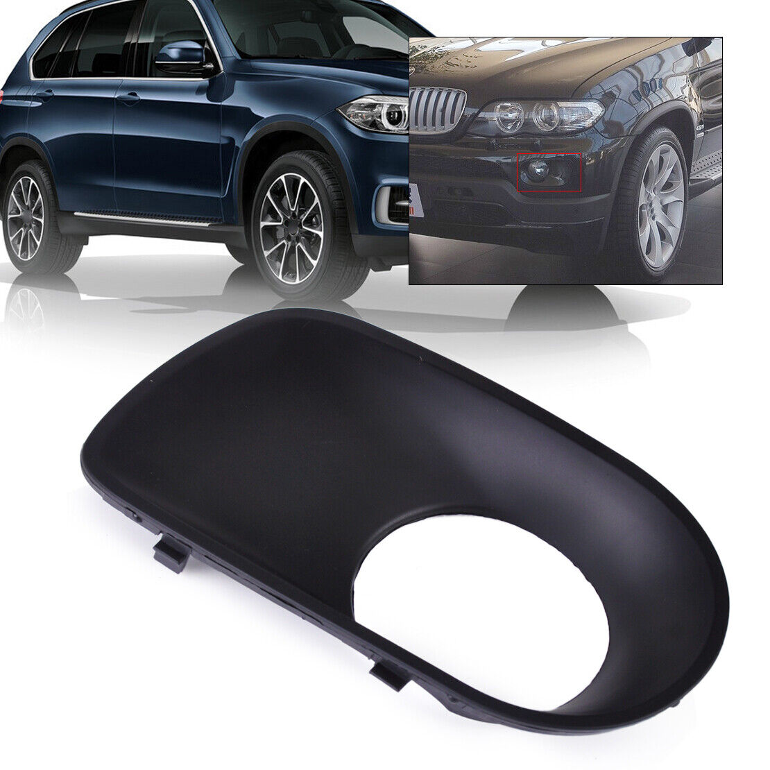 Black Left Front Bumper Cover Fog Light Trim 51117129299 Fit BMW X5 E53 03-06 Li