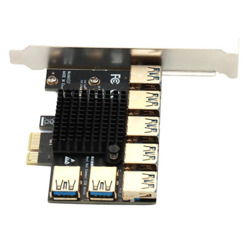 6 Ports PCI Express Multiplier Riser Card 1X to 16X USB 3.0 1 to 6 Adapter Card