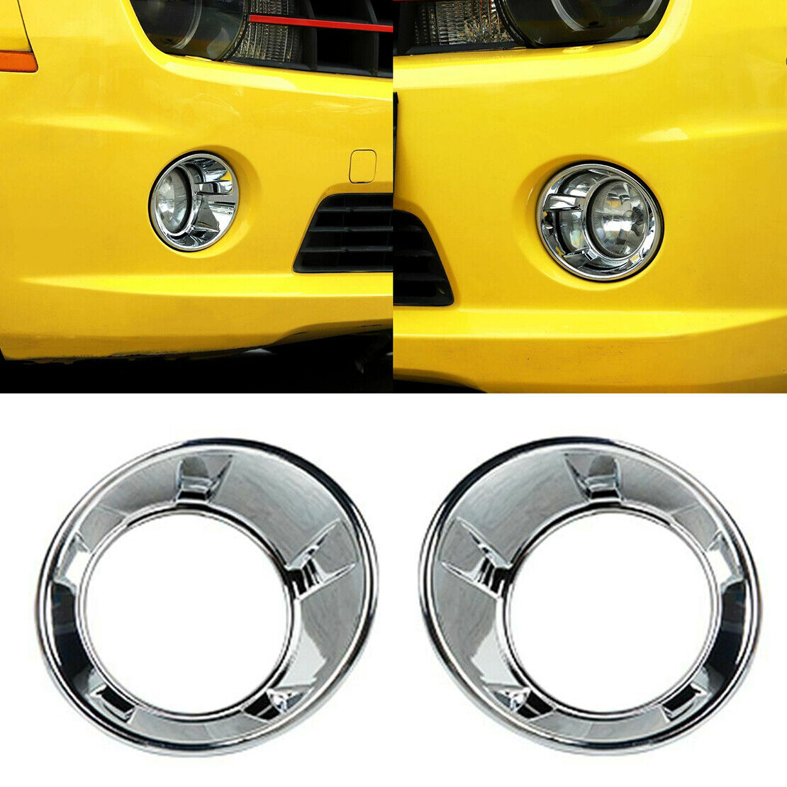 1Pair Chrome Front Fog Light Lamp Cover Trim Fit for Chevrolet Camaro 2010-2015