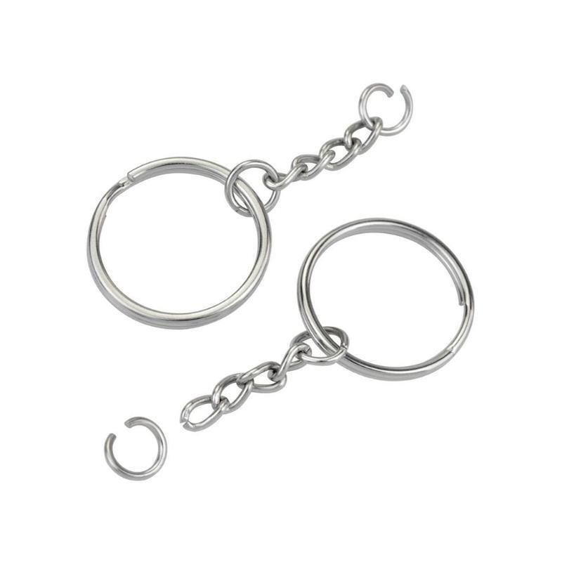 Keychain Ring Set 20pcs Splits Key Ring Hoops with Chain 20pcs Metal Jump Rings