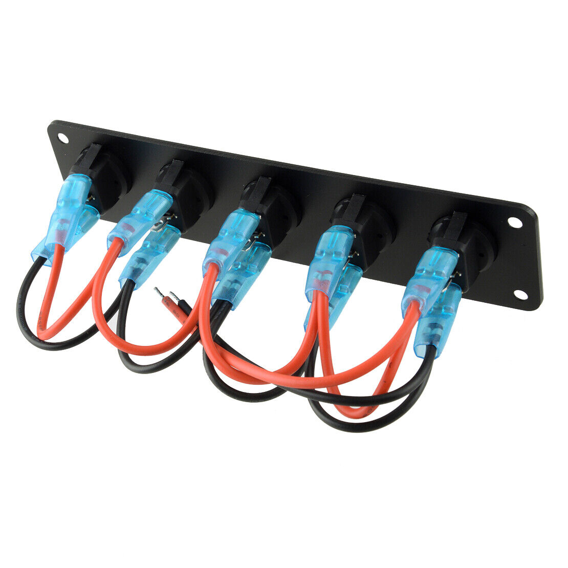 1pcs 5 Gang Rocker Toggle Switch Panel Green LED Car Truck RV Boat Dash 12V-24V