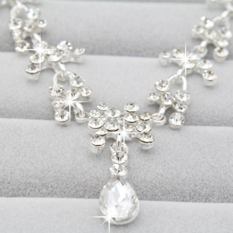 2Pcs Trendy Crystal Pendant Earrings Necklace Set Jewelry Accs Gift for Birthday