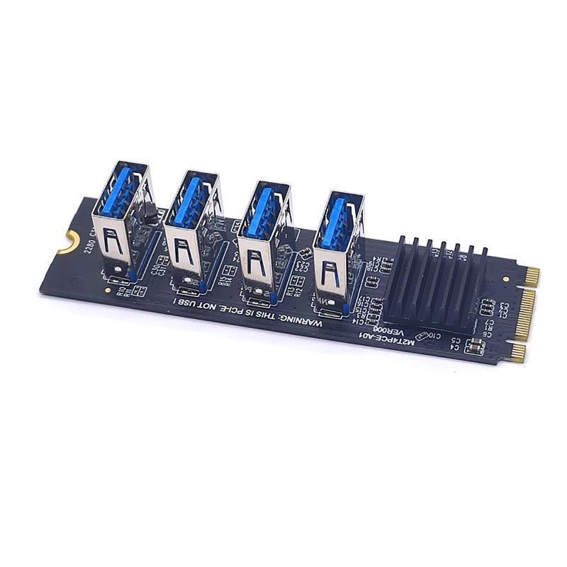 1 to 4 PCIE to M.2 NVME Expansion Adapter Card for BTC Minner Desktp PC Windows
