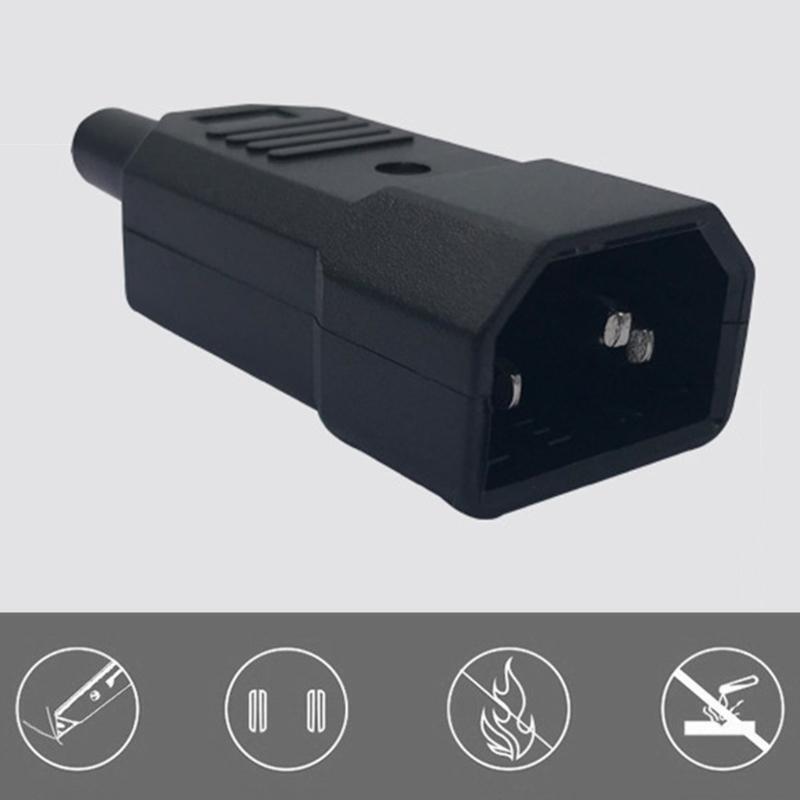 DIY 10A 250V Black IEC C14 Male Plug Rewirable Power Connector 3 Pin AC Socket