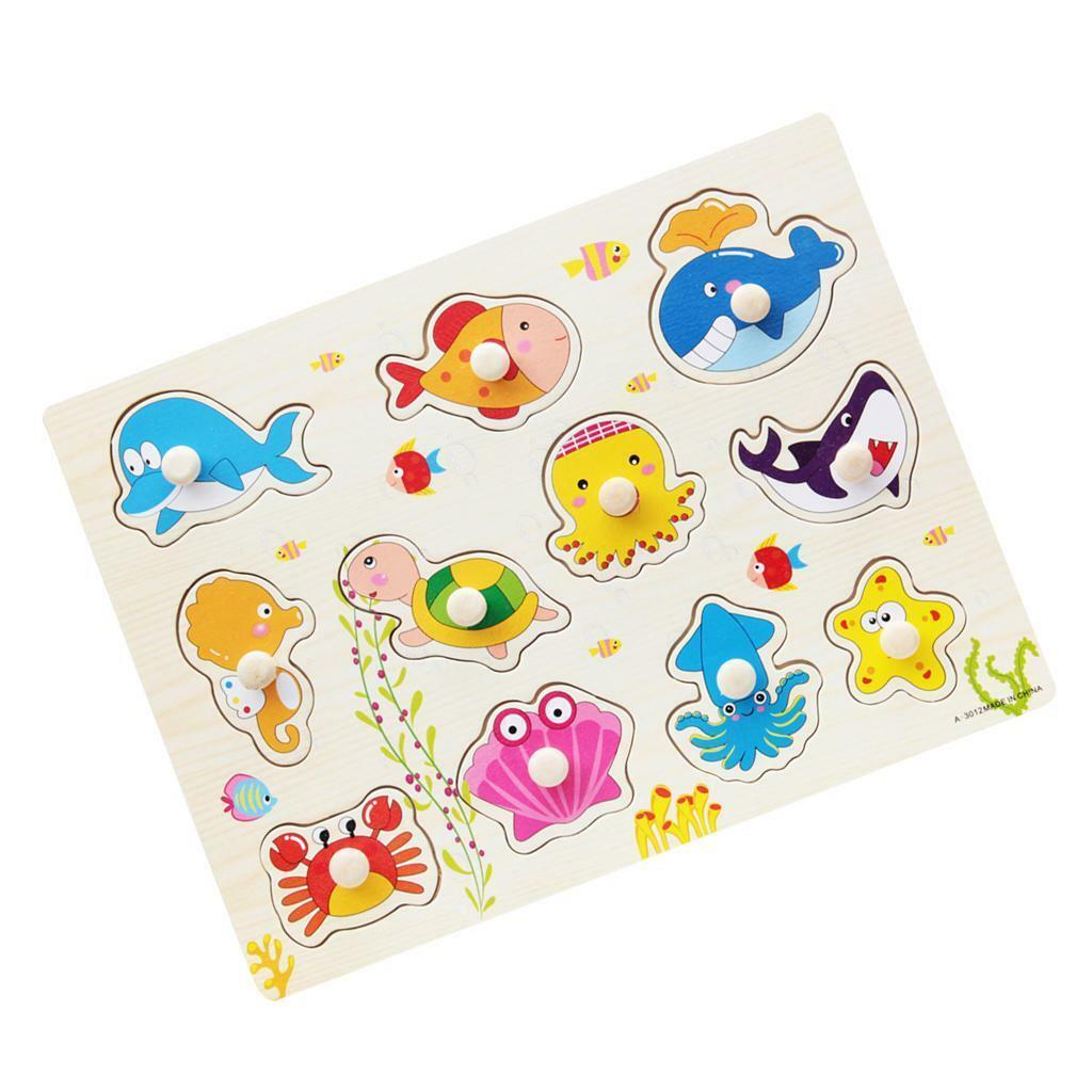 4  Wooden Jigsaw Puzzle Baby Toddler Preschool  Educational