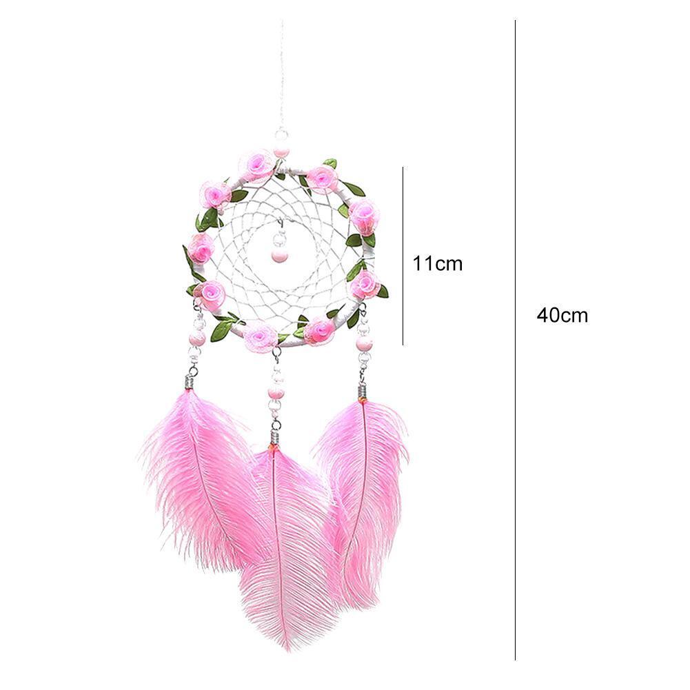 Pink Feathers Handmade Dreamcatcher Craft Dream Catcher Net Home Wall Decor