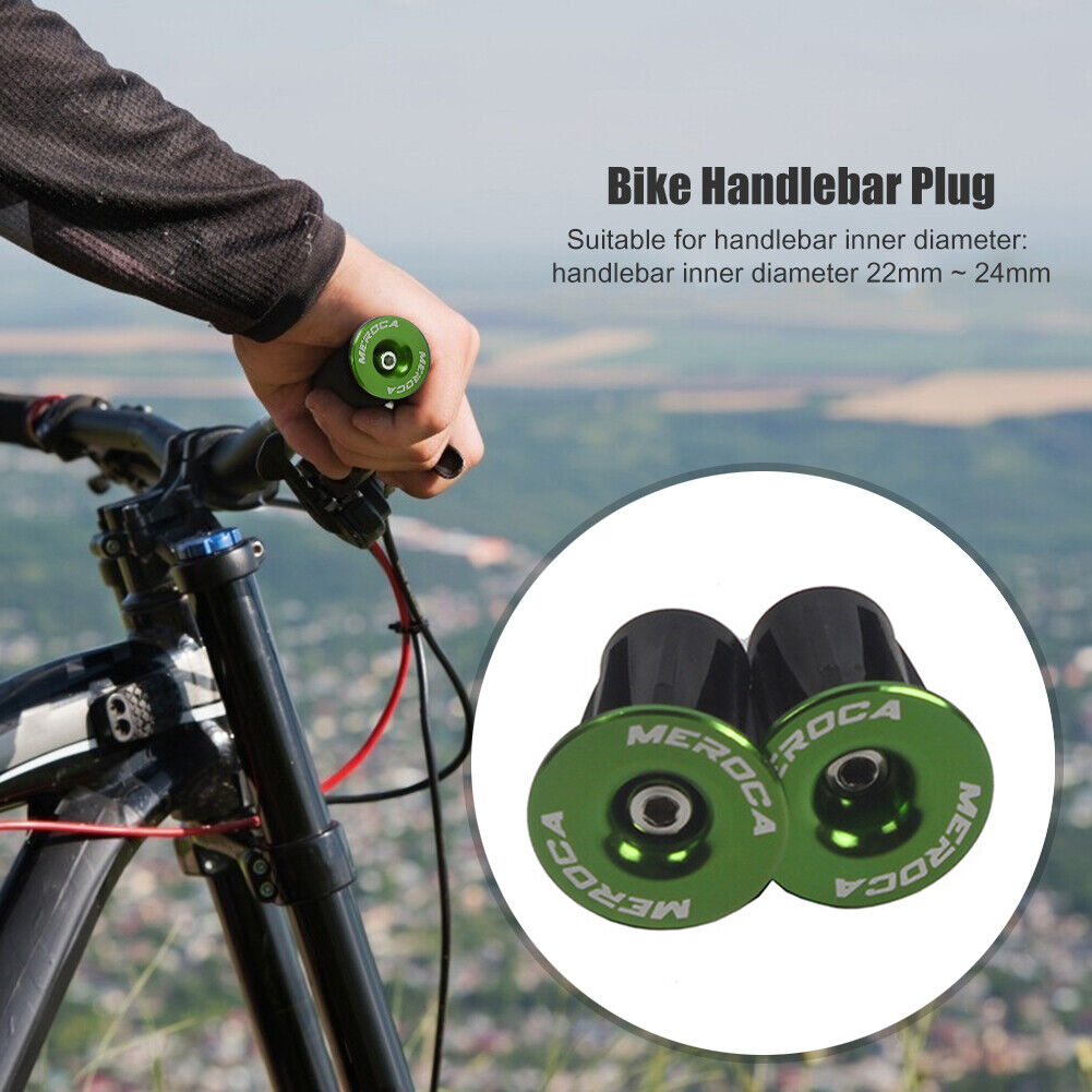 MEROCA 2pcs Bicycle Bar Grips End Cap Road Bike Handlebar End Plug (Green)