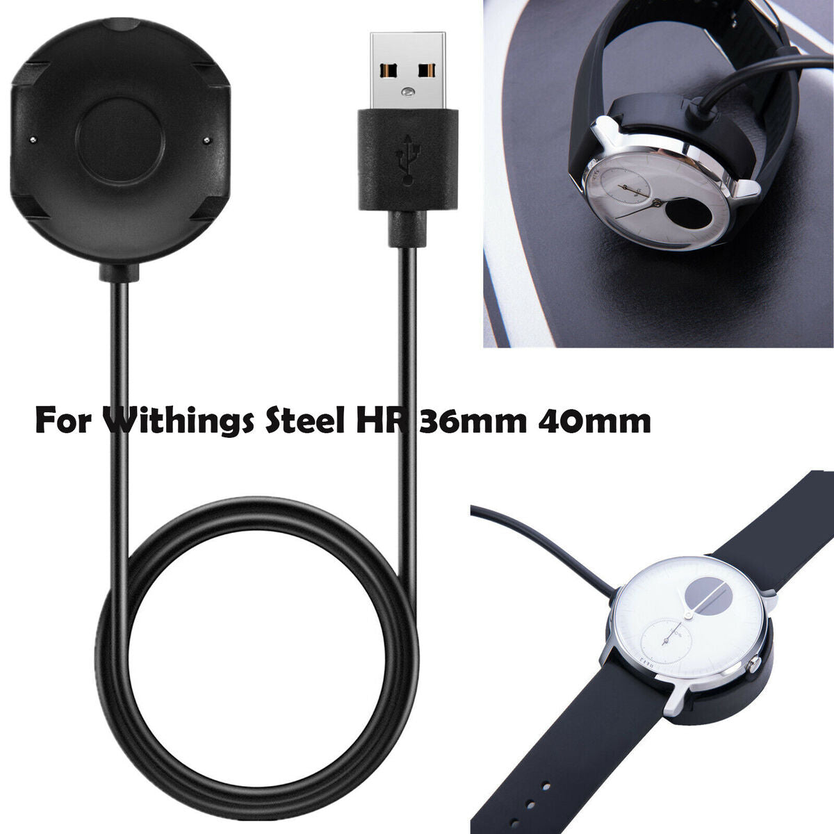 For Withings Steel HR 36mm 40mm Watch Charger Dock Charging 1m USB Data Cable HY