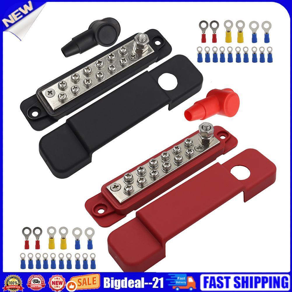 2pcs 12 Terminal Power Distribution Block Bus Bar DC 48V 12P Wiring Bars