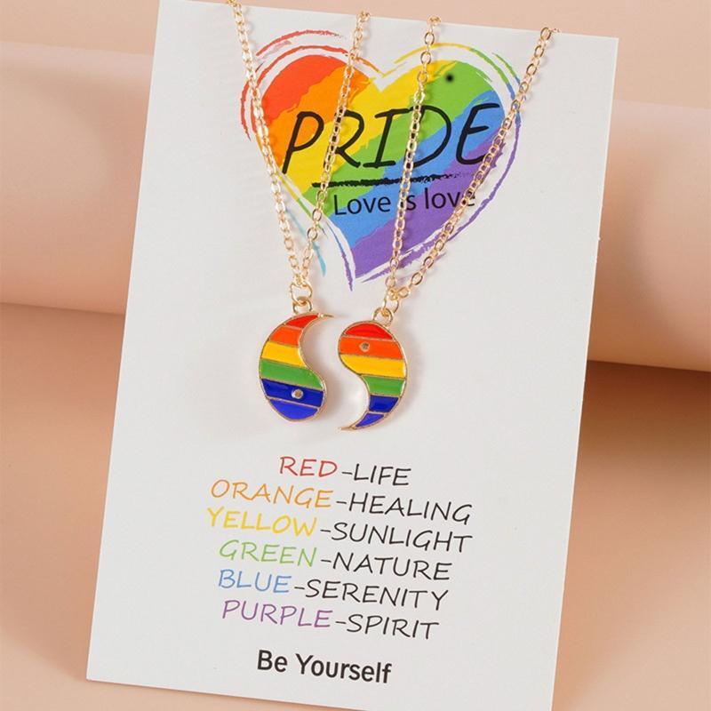 Colourful Yin Yang Pendant Necklace for Men Women Puzzle Charm Necklace