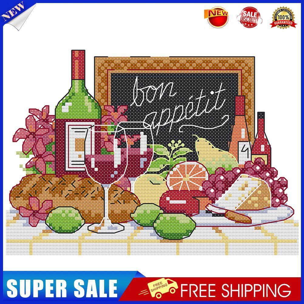 Cross Stitch Printed Embroidery DIY Needlework 14CT Stamped (J457 Wine)