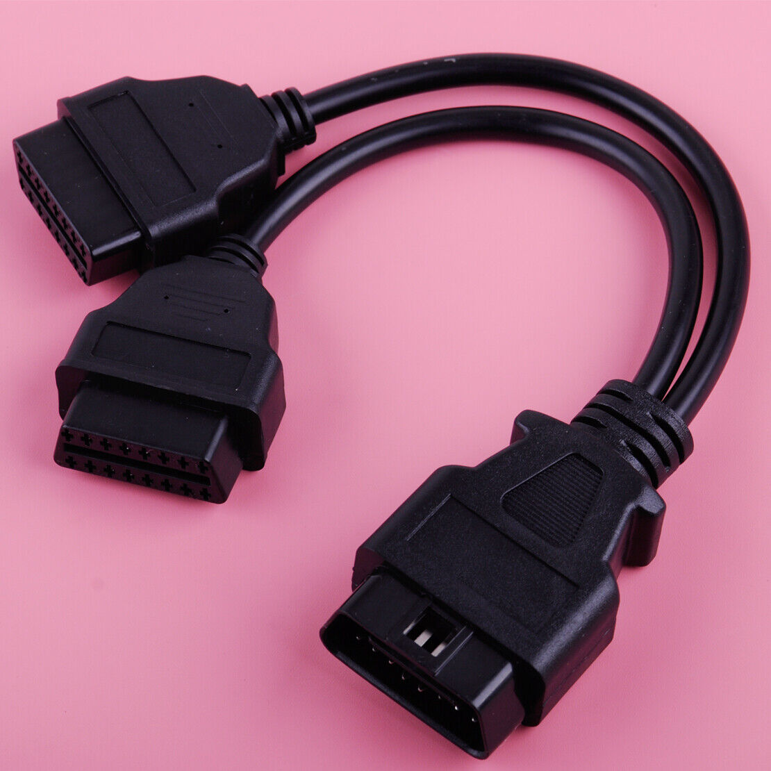 OBD2 Male To Dual Female Y-Splitter Extension Cable fr ELM327 Diagnostic Tool Li