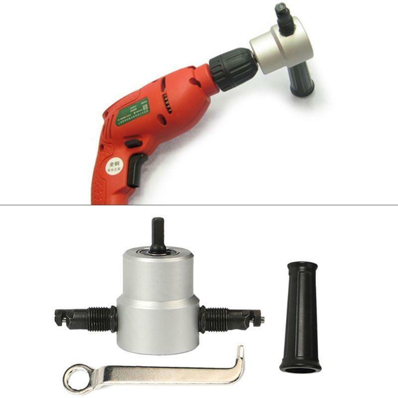 160A Practical Nibble Metal Cutter Double Head Sheet Drill Tool Attachment Open