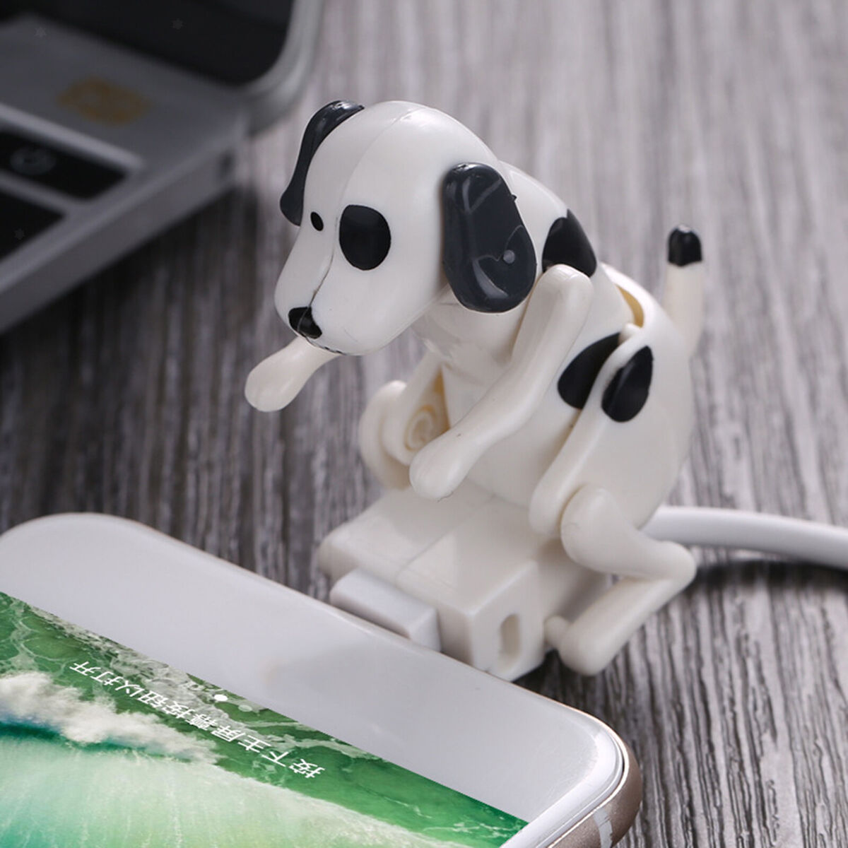 Creative Humping  Dog Charging Cable for Android Phone Gift White