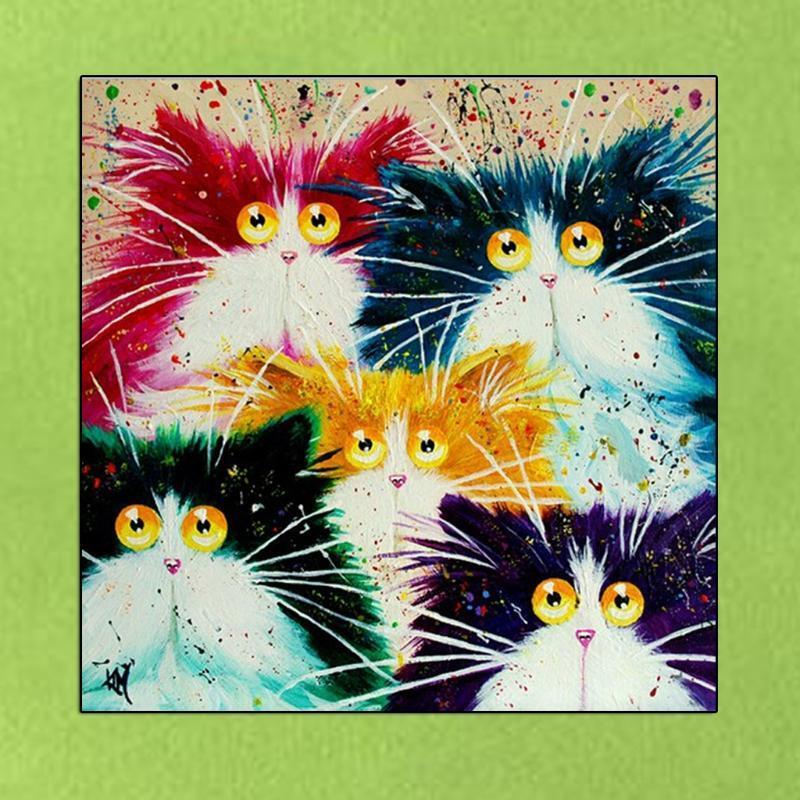 DIY Oil Painting By Numbers Acrylic Drawing On Canvas Abstract Cat Home Decor