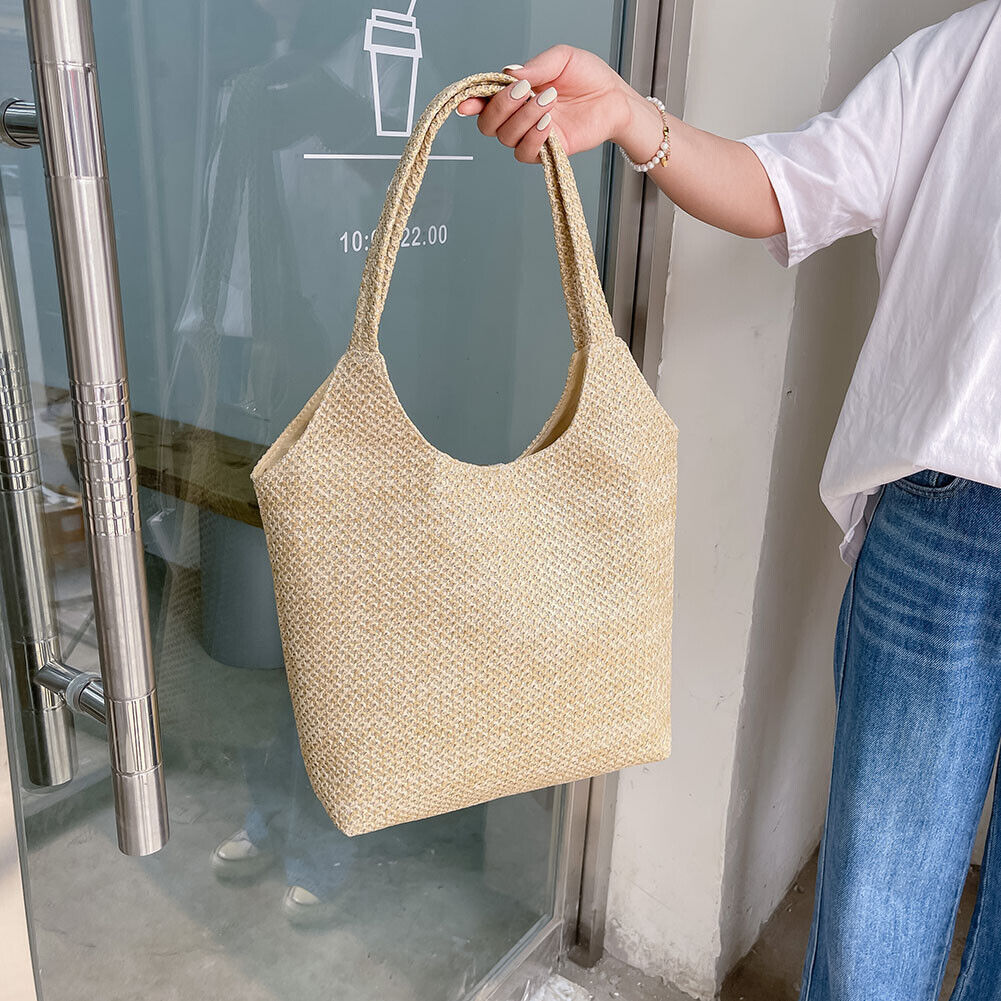 Fashion Women Straw Weave Shoulder Underarm Bag Beach Large Capacity Tote