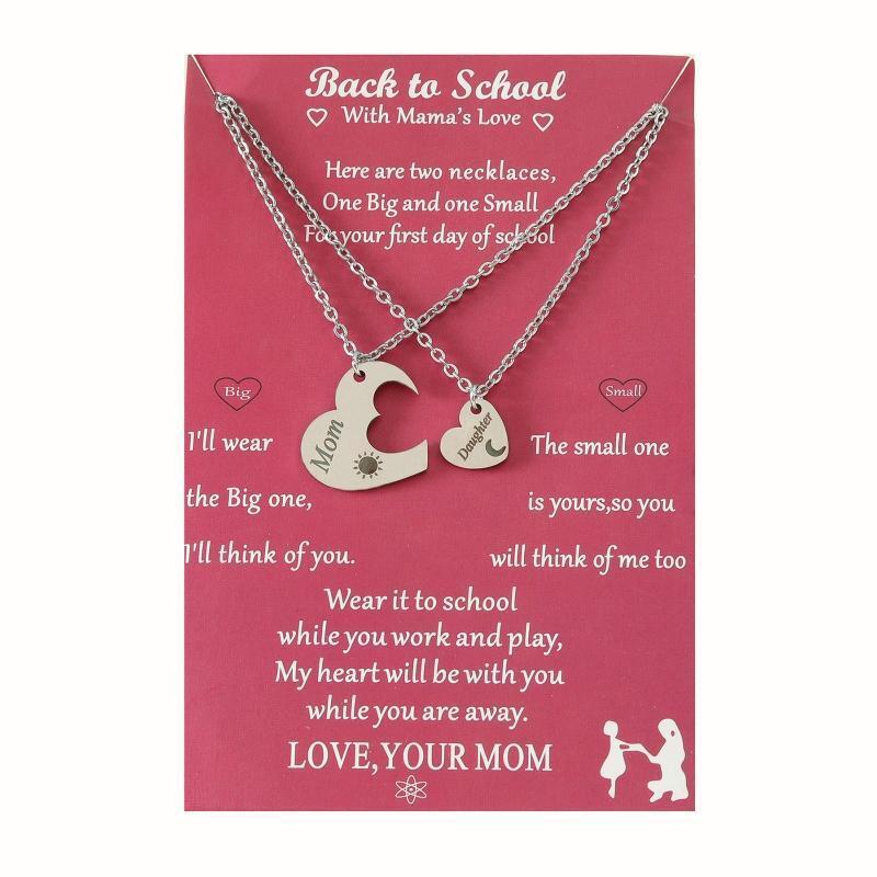 Back to School Matching Heart Mom Mommy & Me Jewelry Christmas Birthday Gifts
